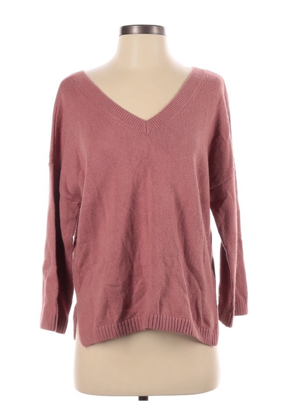 🌺 2/$20 Madewell Women's Double V Neck Pullover Knit  Sweater small dusty rose